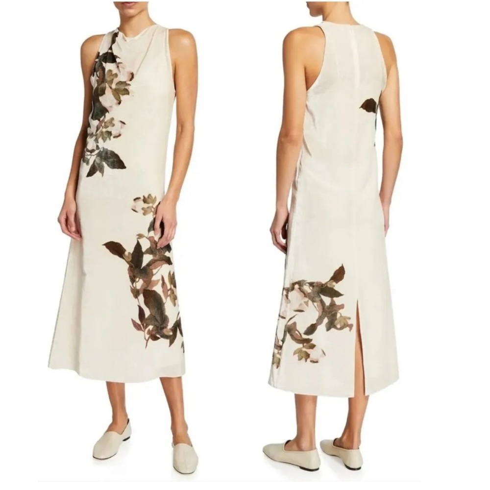VINCE LISIANTHUS Cowl Neck Sleeveless Midi Velvet  Dress - Ivory Sz0 *RARE*